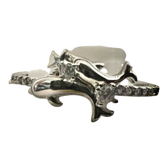 NEW Fragrant Jewels UNDER THE SEA Double Dolphin Silver Ring w/ Crystals Size 7 - Picture 6 of 6